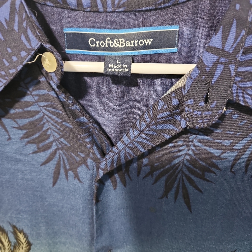 Crafton barrel men's large Palm tree, short sleeve Island  shirt button down. - Picture 2 of 7